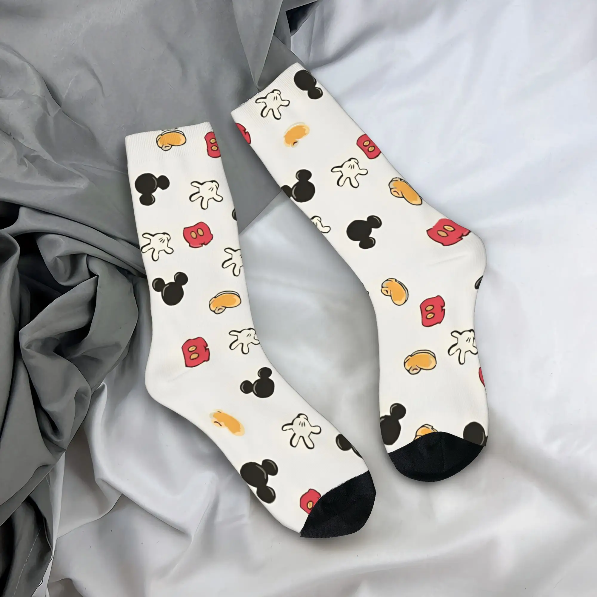 

Баскетбольные носки Harajuku с Микки Маусом, милые мультяшные полиэстеровые носки для женщин и мужчин, нескользящие