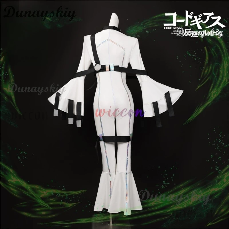 Anime Code Geass Lelouch Of The Rebellion C.C. Cosplay Costume Sexy White Tight Leather Jumpsuit Uniform Wig Woman Party Suit