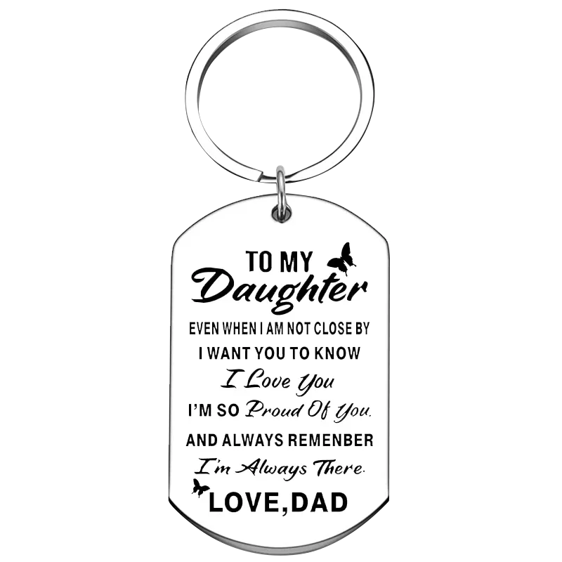 New To My Daughter Keychain Daughter Butterfly Key Rings Teen Girls Birthday Graduation Gifts from Dad Papa Father