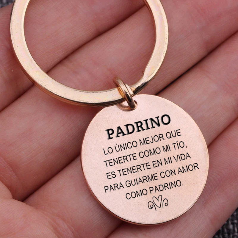 Godfather Keychain Engraved Spanish Letters for Father's Day Gift:LO ÚNICO MEJOR QUE TENERTE COMO MI TIO,ES TENERTE EN MI VIDA..