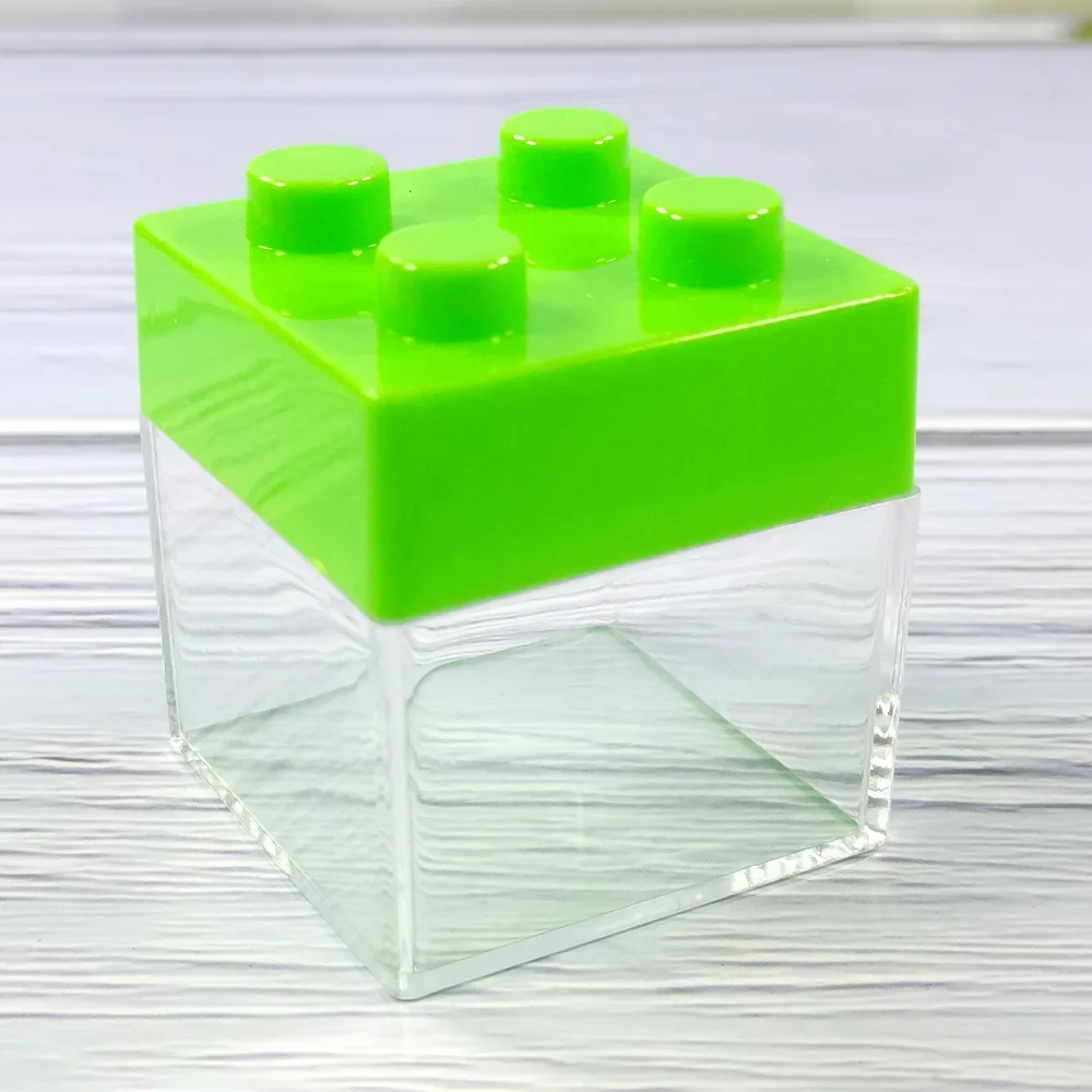 12pcs/set Creative Cute Transparent Wedding Candy Box 5*5*5cm New Building Block Shape Plastic Storage Box for Christmas Party