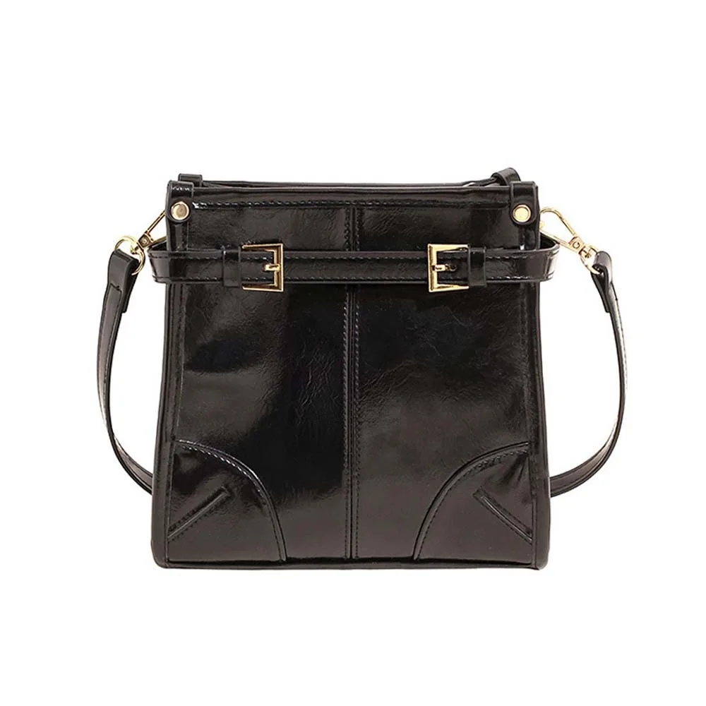 

Large Capacity Square Shoulder Bag Anti-splash Water Solid Color Belt Buckle Crossbody Bag High-end Polyester