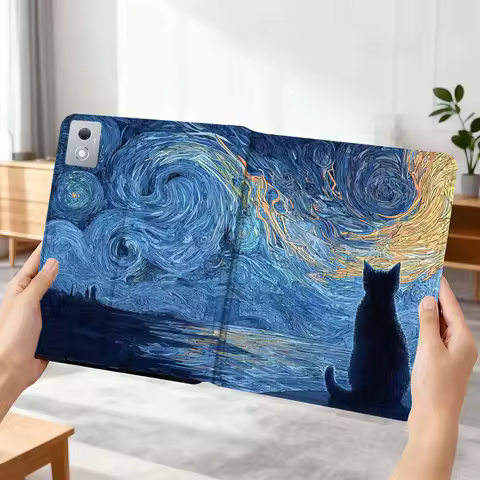 Art Oil Painting Color Cat Gift For Xiaoxin Lenovo Tab P12 Extreme Legion Y900 Idea Pro GT 12.1 2025 Foldable Tablet Case