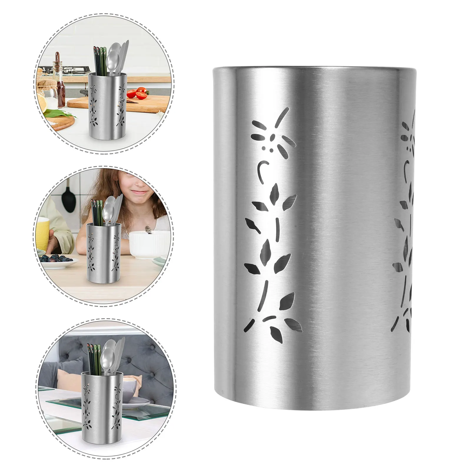 

Stainless Steel Chopstick Holder Spacious Storage Cutlery Kitchen Spoon Container Easy Cleaning Practical Design