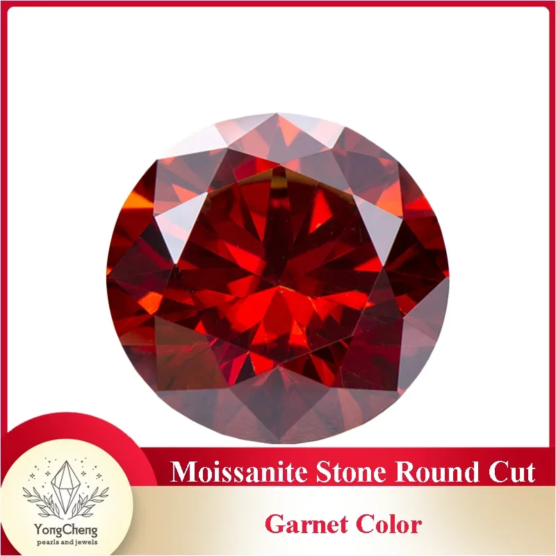 

Moissanite Stone Round Cut Garnet Color Lab Grown Diamond for Custom Jewelry Making Jewelry Making Materials GRA Certificate