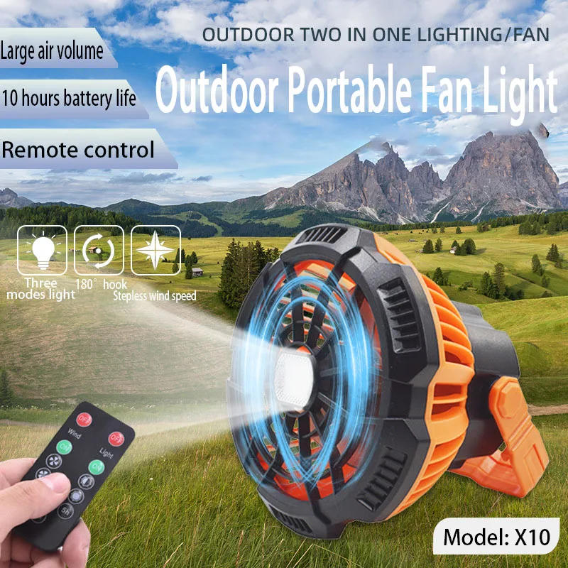 X10 Outdoor Remote Control Lighting Fan USB Charging Student Dormitory Home Tent Portable Camping Three-speed Speed Regulation