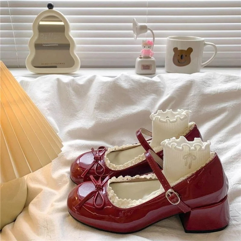 

French Lace-trimmed Ballet Pumps for Girls | 2026 New Summer Collection Chunky Heel Mary Janes Ideal for Dresses