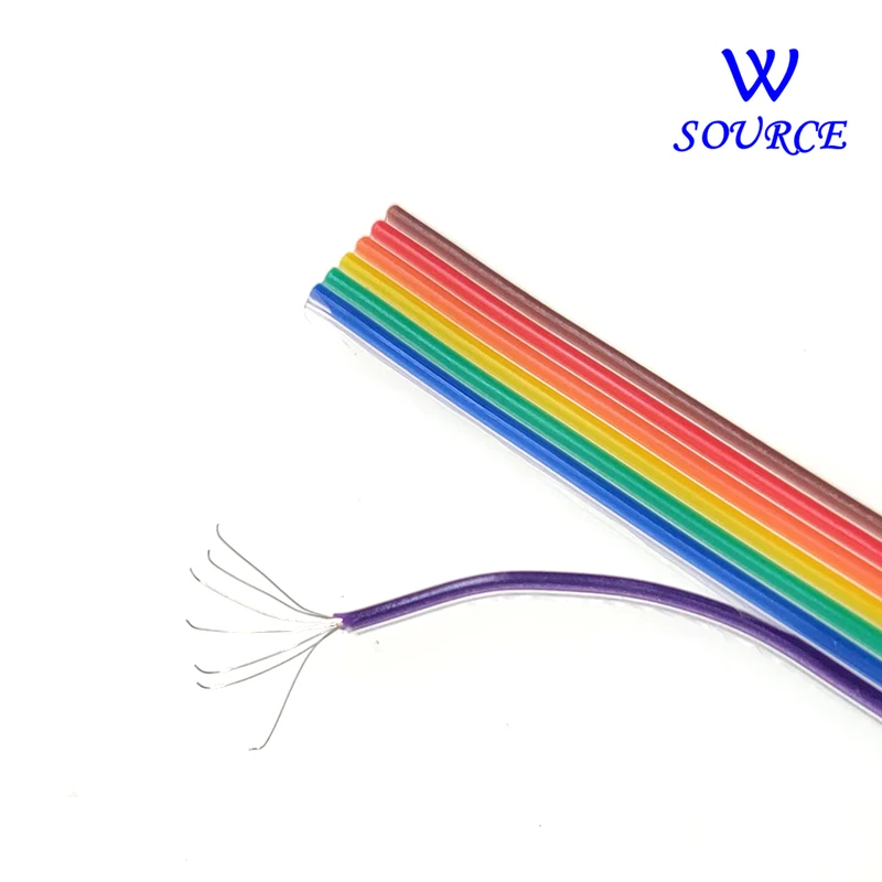 1Meter 1.27mm Pitch 6/8/10/12/14/16/18/20/26/30/40 Pin Rainbow Flat Ribbon Cable DuPont Wire 28AWG For 2.54mm IDC Connector