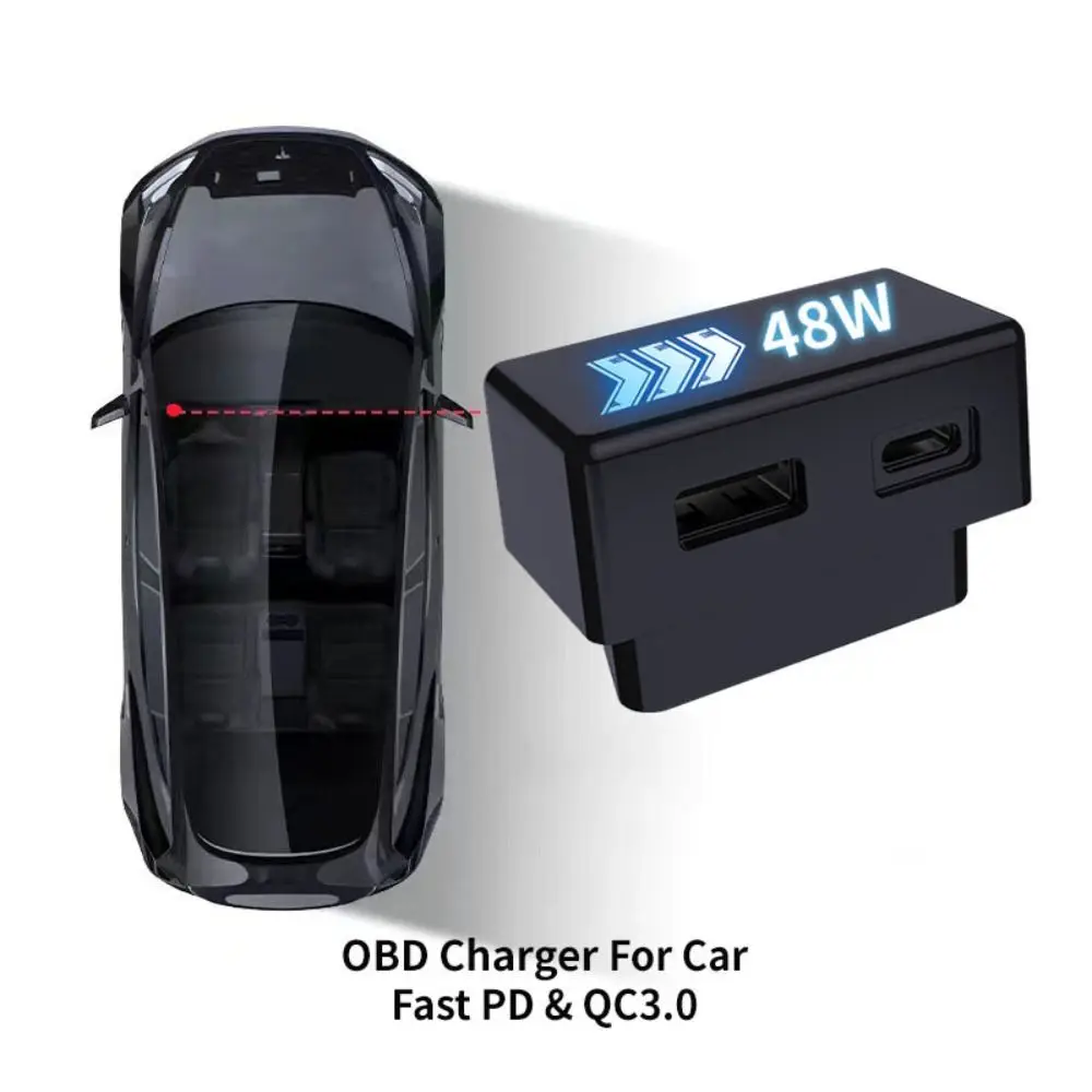 1 шт. адаптер OBD с двумя головками, настенный адаптер для зарядки, разъем OBD, удлинитель USB Type-C, автомобильное зарядное устройство OBD