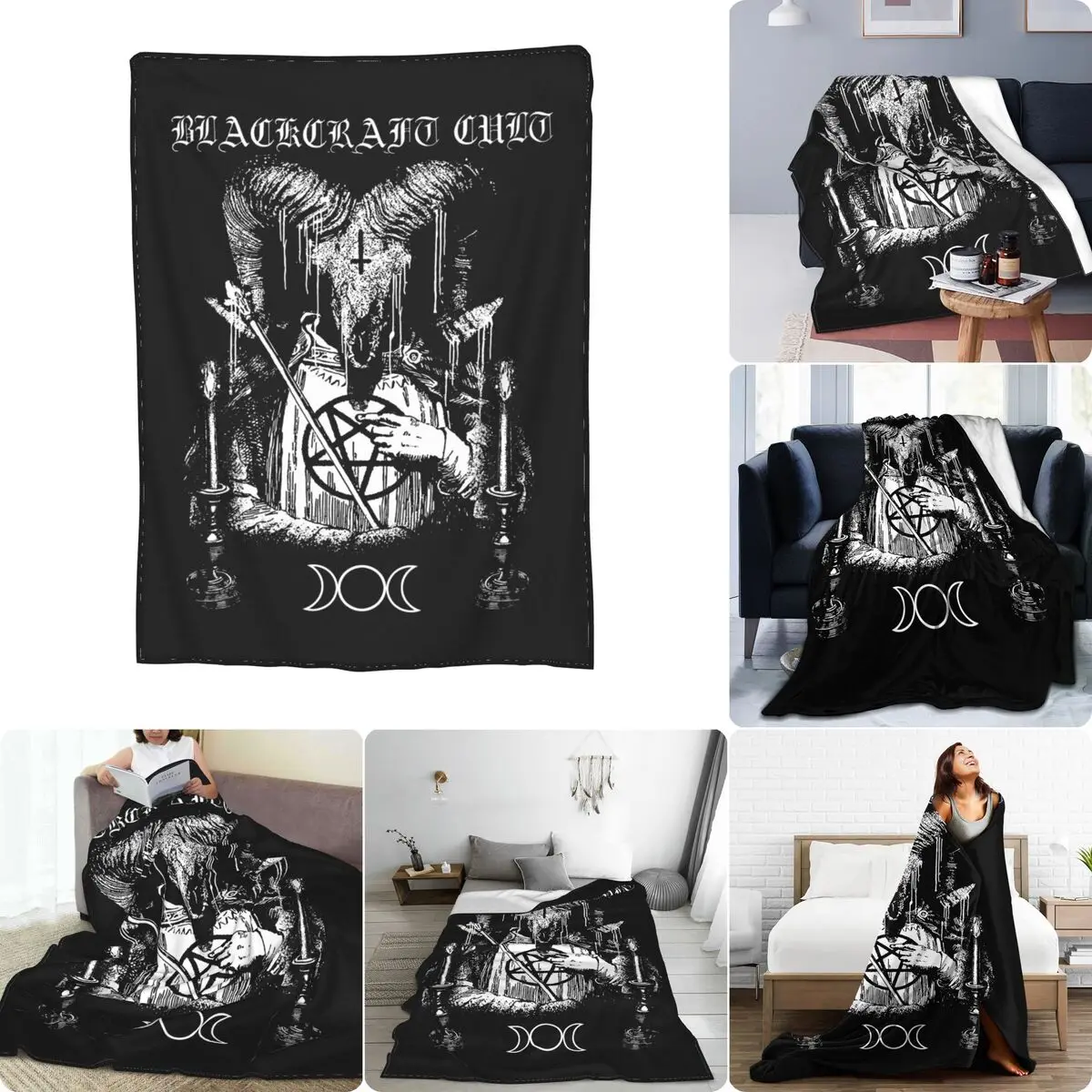 Blackcraft Cult Emperor Goat Baphomet Satanic Gothic Pentagram Ultra-Soft Micro Fleece Blanket Lightweight