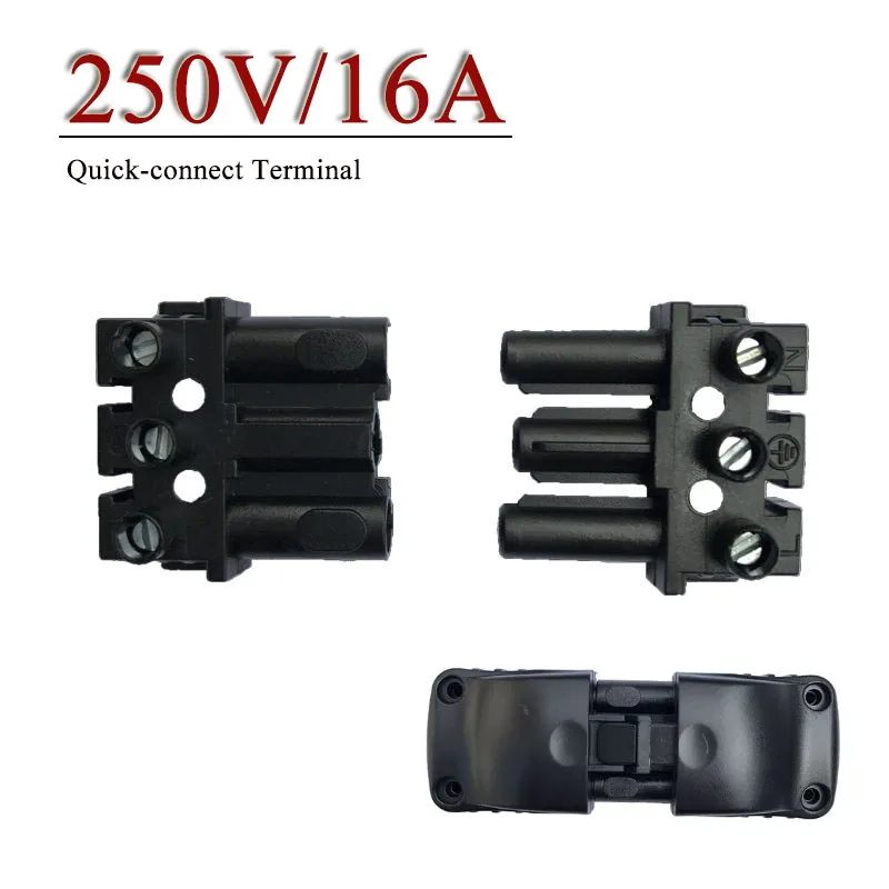 High-power 2Core 3 Core Quick Terminal Block 3Pin Male-female Docking Plug Connector 250V/16A Lighting Fixture Cable Connector 2