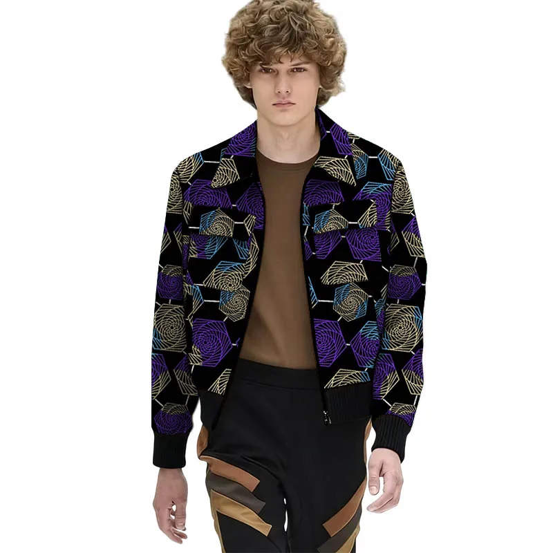 

Мужская куртка-бомбер на заказ в уличном стиле с принтом «Анкара», короткое пальто с отложным воротником, пошитое на заказ, традиционная африканская одежда