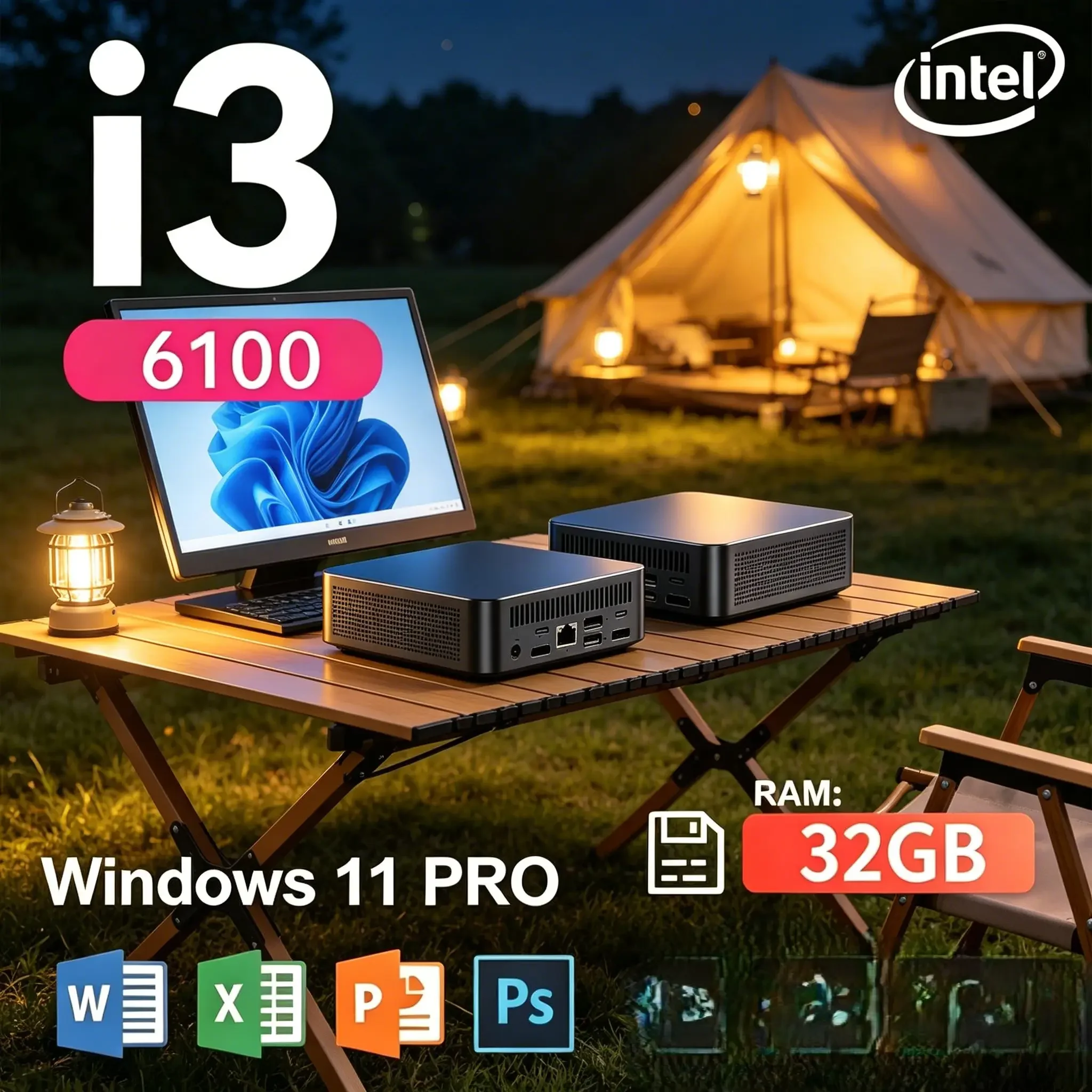 

Mini Pc Core I3 6100 Processor, 16GB SSD Storage. Win 11 Pro System, WiFi6 4K Output Perfect for Home and Office