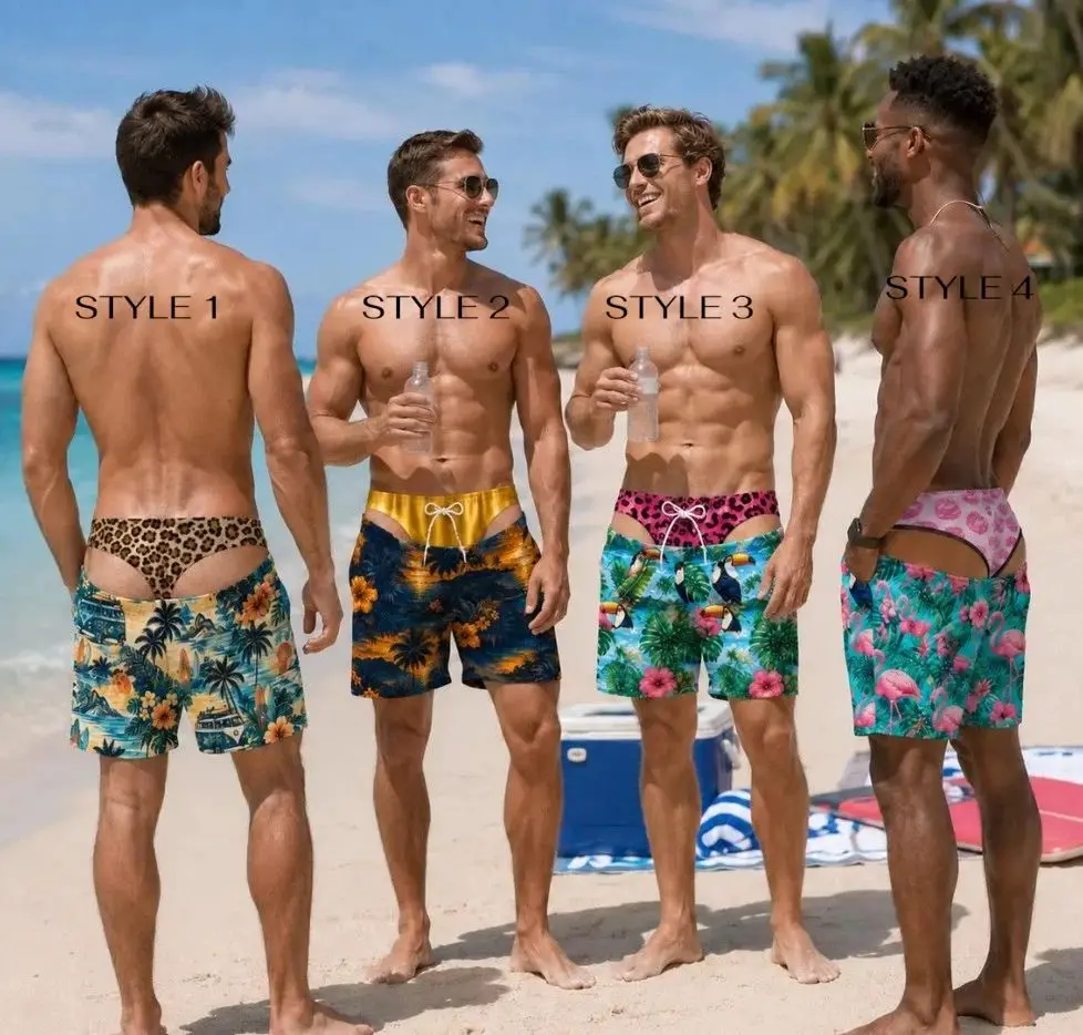 Summer Men's Fun Vacation Two-layer Shorts Beach Party Fun Shorts Men's Breathable Quick Drying Sports Shorts Halloween Outfits