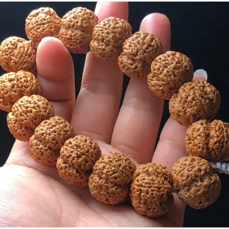 

Nepal Big Rudraksha Bracelet Buddha Beads Men's and Women's Corpulent 56-Petal Double Seed Small