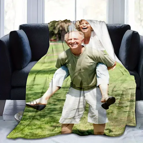 Customized Personalized Outdoor Blanket with Personal Photo Memories Flannel Blanket - Customized with Warm Photos, Soft and Warm, Suitable for Sofa, Bed, Office, Car, and Outdoor Travel - Perfect for All Seasons, Halloween, Thanksgiving, Birthdays, Weddings, Couples, Valentine's Day, Graduation, Parties, and Holidays, Ideal as a Gift for Men and Women