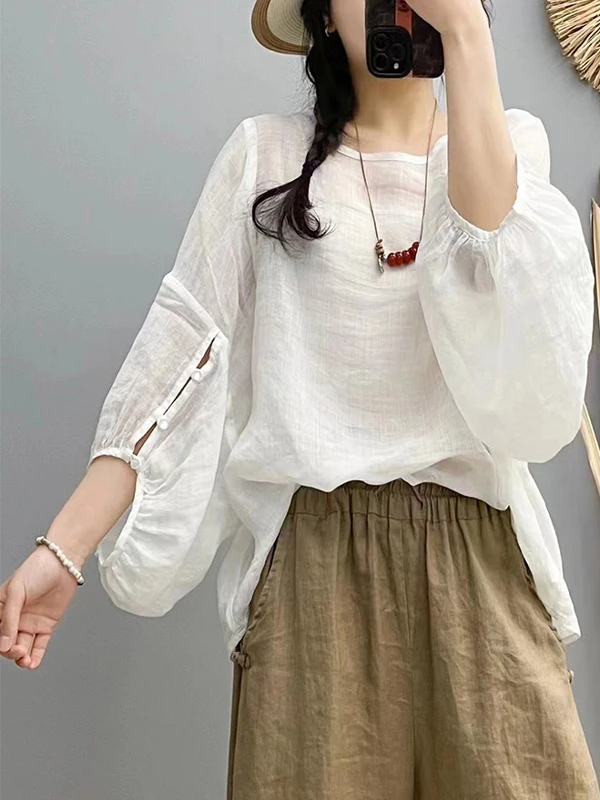 

Женский льняной цветной круглый Ne irt, летний свободный топ большого размера для похудения, удобный дышащий топ