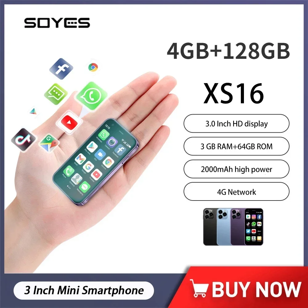 

Original SOYES XS16 Mini Smartphone Phone 4G LTE 3GB+64GB 3Inch Cellphone Android10 2000mAh 5MP Dual SIM Mini Telephone Portable