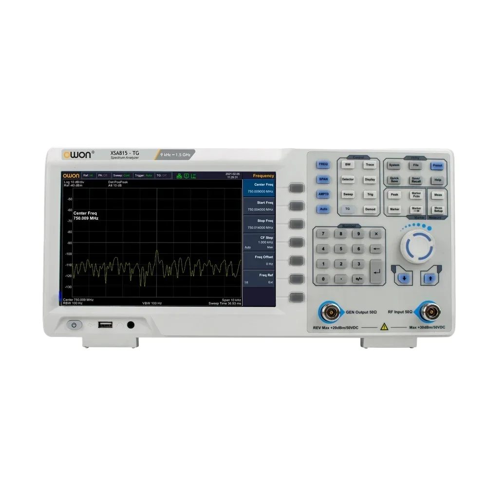 

O-W-O-N XSA815TG Digital Spectrum Analyzer 9 inch LCD 1Hz Resolution Bandwidth 9kHz to 1.5GHz Frequency USB LAN