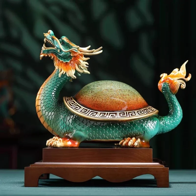 

Copper handicrafts handmade lacquer dragon turtle ornament home entrance decoration mascot housewarming gift