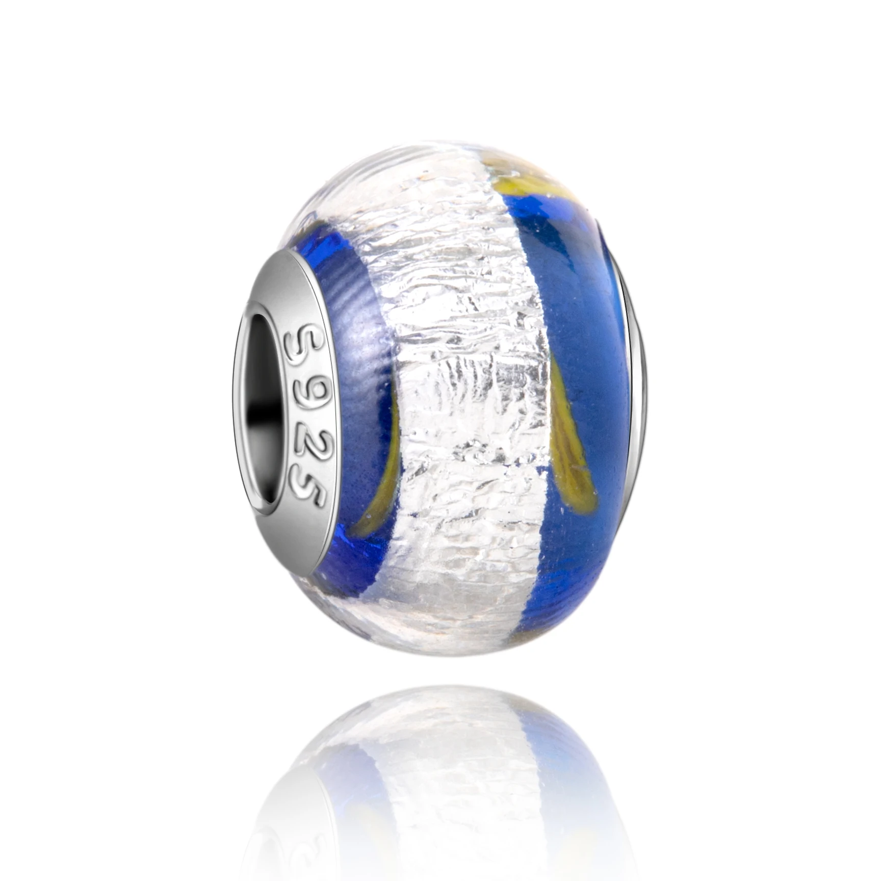 Exquisite 925 Sterling Silver Multicolor Glass Beads with Cloud Floral Zebra Patterns Fit DIY Bracelet Necklace Party Jewelry