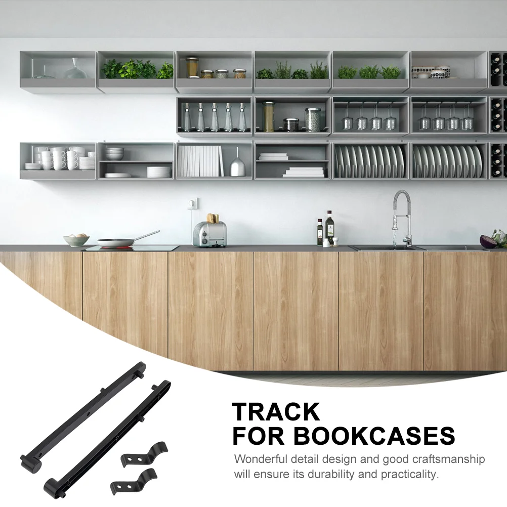 Flipper Cabinet Door Side Track Keyboard Tray Rails Enclosed Black Iron for Bookcases