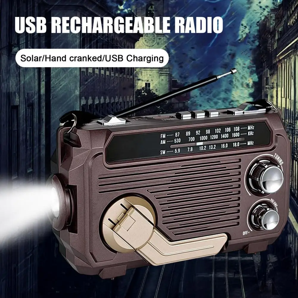 Radio awaryjne zasilane energią słoneczną i dynamem ręcznym 17*10cm, ładowalne, wodoodporne, z głośnikiem kompatybilnym z Bluetooth, radio AM/FM zasilane energią słoneczną.