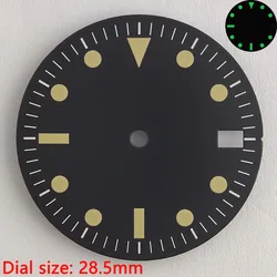 NH35 black retro dial with 28.mm green luminous dots suitable for NH35NH36 movement device dial custom logo