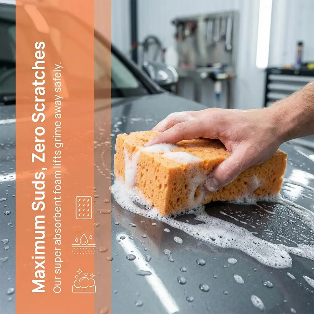 Car Cleaning Sponge Block High Density Honeycomb Coral Absorbent Decontamination Scrub Brush Car Beauty Tool Accessories