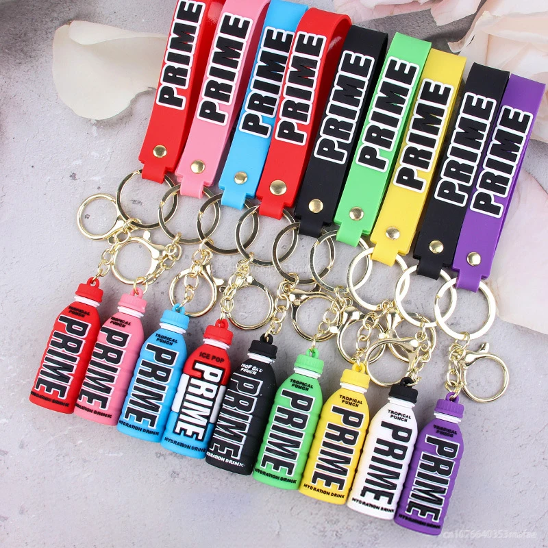 Cartoon Prime Keychain For Women Soft Rubber Beverage Car Key Chains Bag Charms Couple Keyring Children Gift