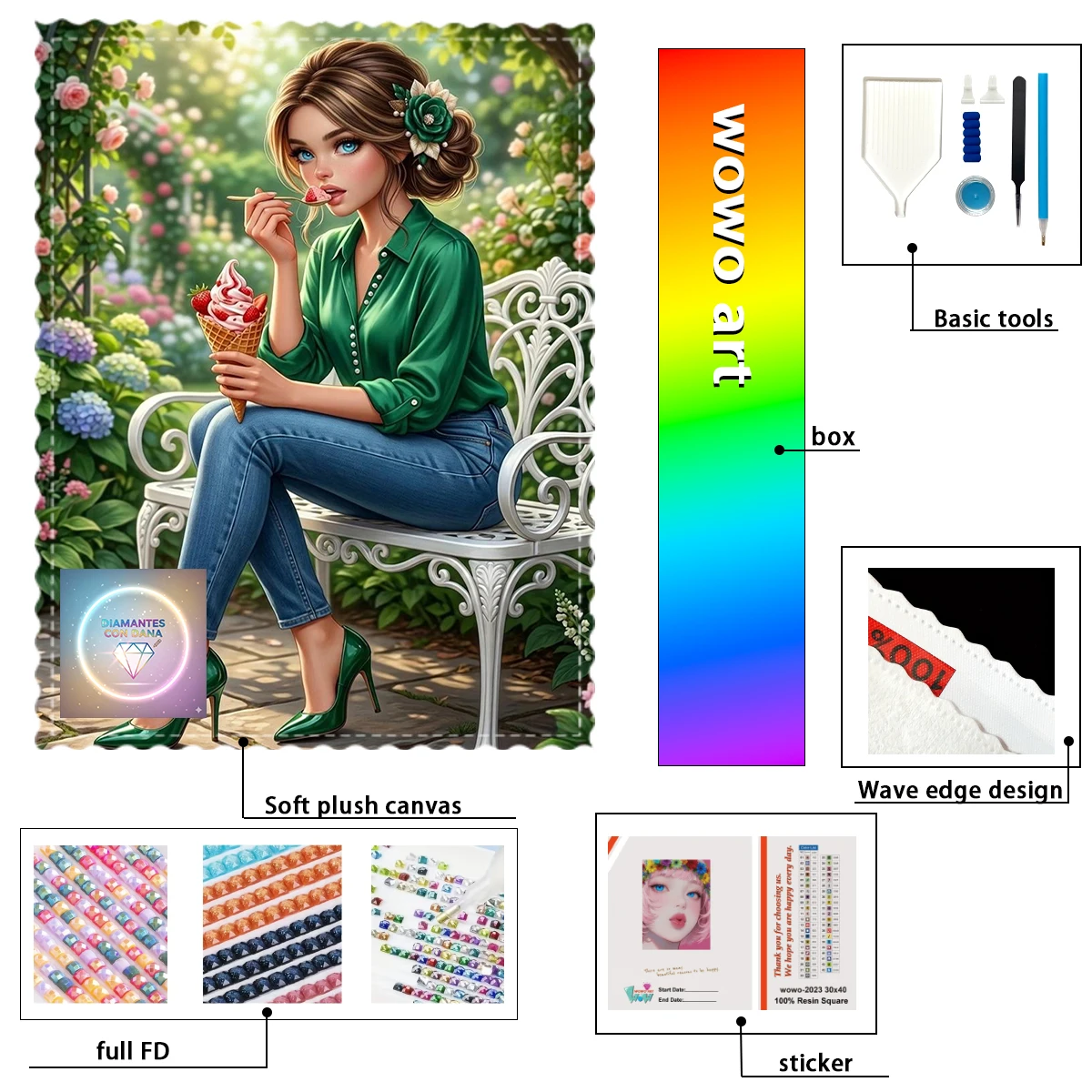 【Diamantes con Dana】La niña que come dulces Kit de estampado de diamantes 100% resina FD+AB+XC: una obra maestra perfecta que vale la pena comprar