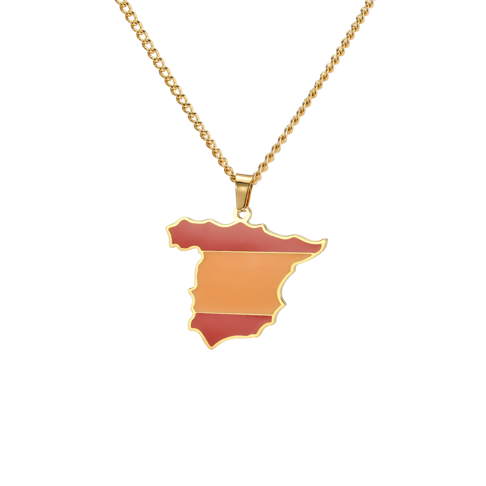 Amaxer-collar con colgante de bandera de España para hombres y mujeres, collar de acero inoxidable, joyería española, regalo patriótico