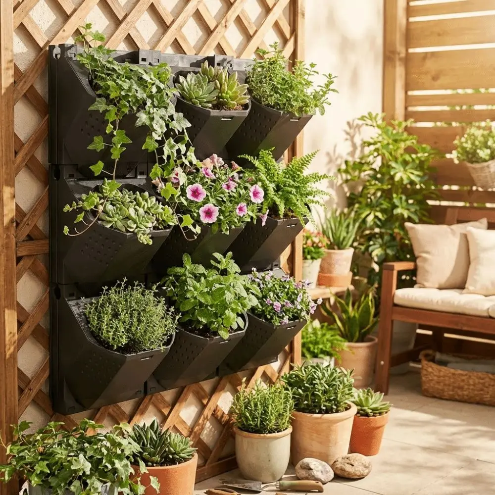 2/3 Holes Wall Flowerpot Self Watering Plastic Plants Grow Container Wall Mounted Drainage Holes Vertical Planter Greening Plant