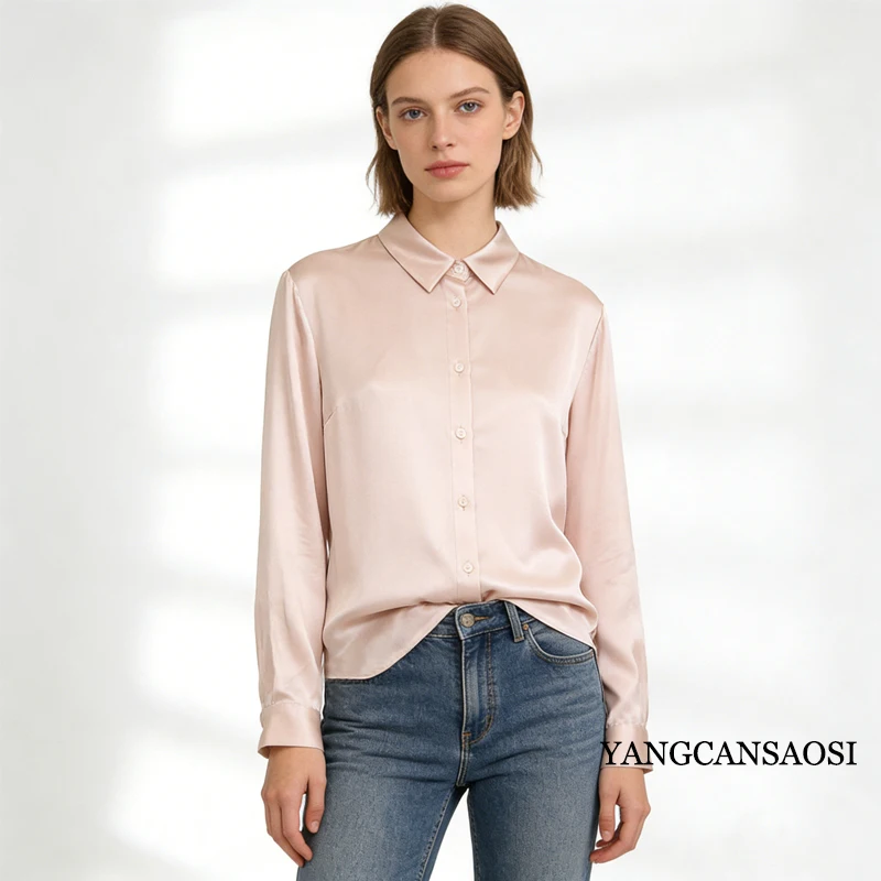 2026 أوائل الربيع جديد عصري مزاجه الأساسية تنوعا 92.8% الحرير التوت الطبيعي مطاطا الساتان ركاب قميص نسائي