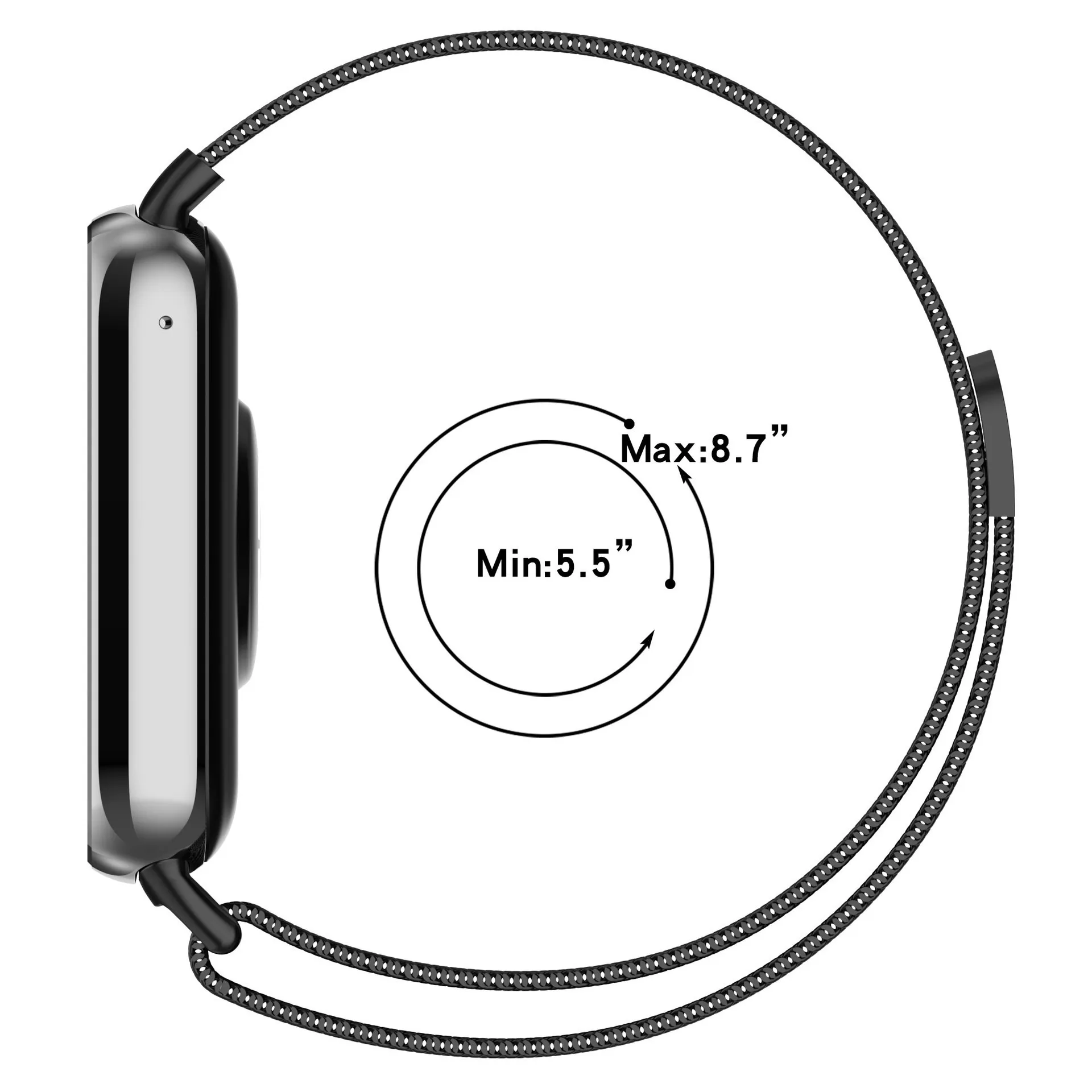 حلقة ميلانيزية لساعة Redmi 5 4 حزام معصم قابل للاستبدال لـ Xiaomi Mi Band 9 8 pro سوار معدني بإبزيم مغناطيسي