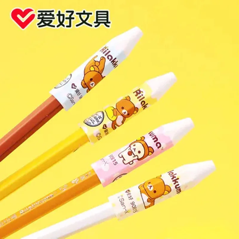 5pcs/Pack AIHAO 90815 Pen Cover Cap Rilakkuma Neutral Pencil Cover School Supplies Kawaii School Cartoon