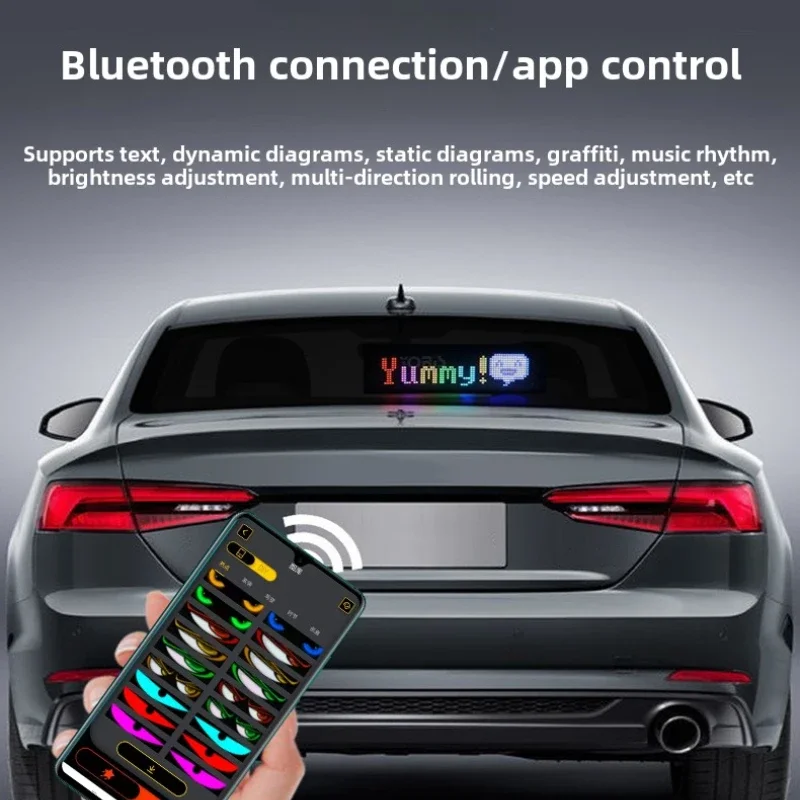 LED Soft Foldable Remote Control Truck Devil Eye Bluetooth App DIY Matrix Pixel Panel Lighting Windshield Graffiti Scrolling