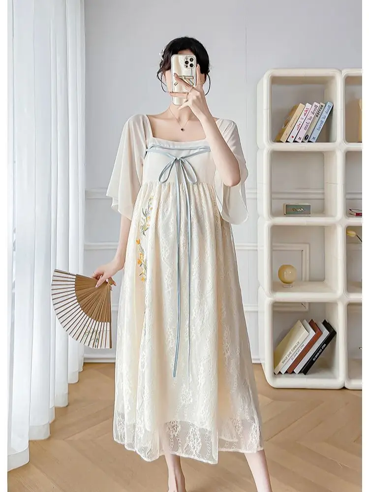 chinese new year maternity dress Chinese Style Retro pregnancy cheongsam for Pregnant Women
