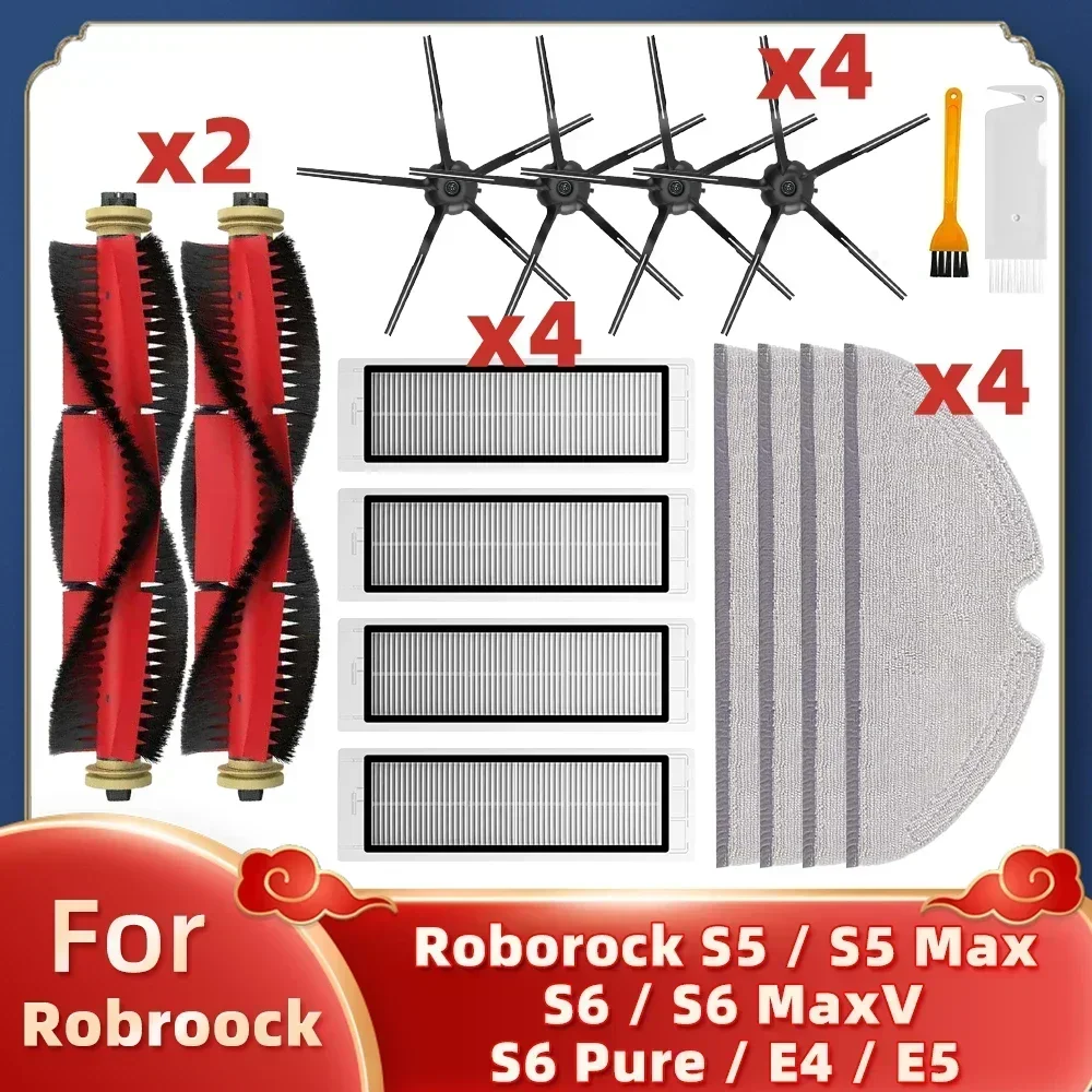 Fit For Xiaomi Roborock S5  S502-00 S502-02 S5 Max S6 S6 MaxV S6 Pure E4 E5 Robot Vacuum Spare Part Main Side Brush Filter Mop