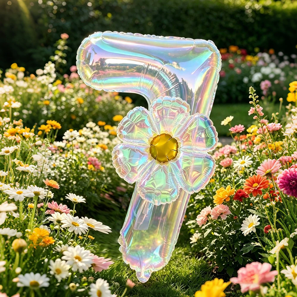 40 Zoll große, farbenfrohe, transparente Zahlenballons und große transparente Gänseblümchen-Folienballons, für Geburtstagsfeiern, Jubiläumsdekorationen – Detail 4