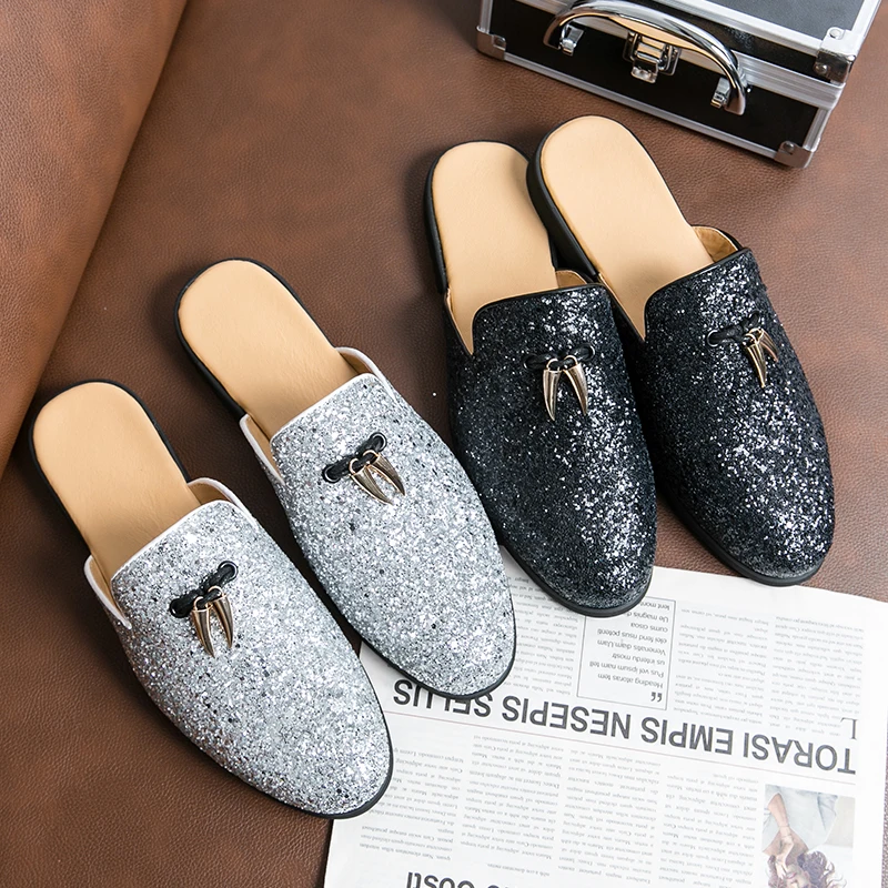 Golden Sapling Fashion Men\'s Slippers Summer Party Flats Casual Business Shoes Men Leisure Mules Elegant Dress Slides Male Flat