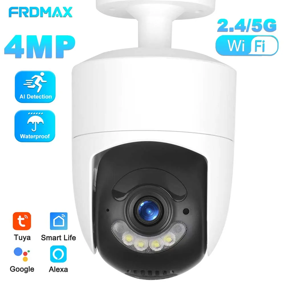 Telecamera Wi-Fi Tuya 2K da 4 MP, Telecamera IP PTZ wireless 2.4G / 5G per esterni, Monitoraggio automatico della protezione della sicurezza,