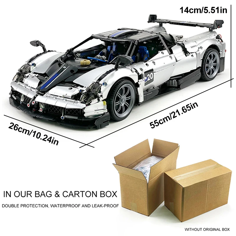 재고 있음 MOC 142670 Huayra 기술 슈퍼 스포츠카 빌딩 블록 높은 난이도 모델 레이싱 벽돌 Chrismas Aldult Boy Toys