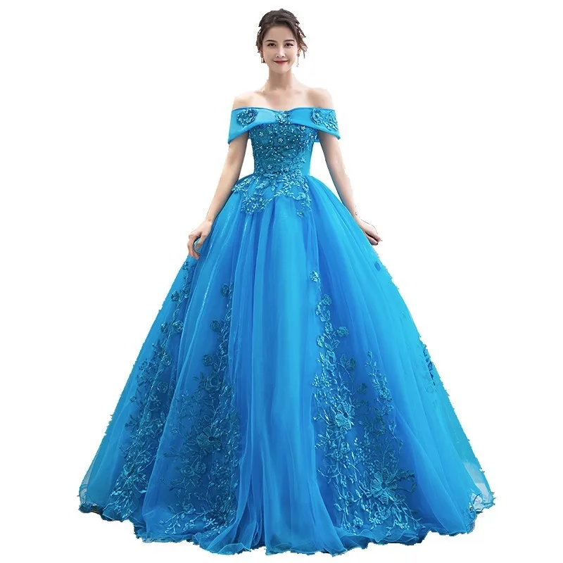 Schulterfreies Ballkleid Quinceanera-Kleider Vestidos De Anos Vintage Prinzessinnen-Geburtstagskleid Flauschige Abendkleider Performance-Kleid