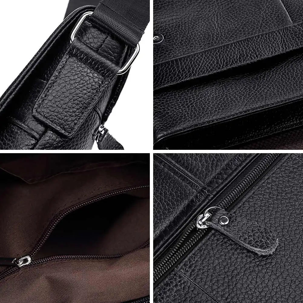 HUMERPAUL Men\'s Crossbody Bag, Casual Genuine Leather Male Bag, Large Capacity Sling Shoulder Bag Handbag