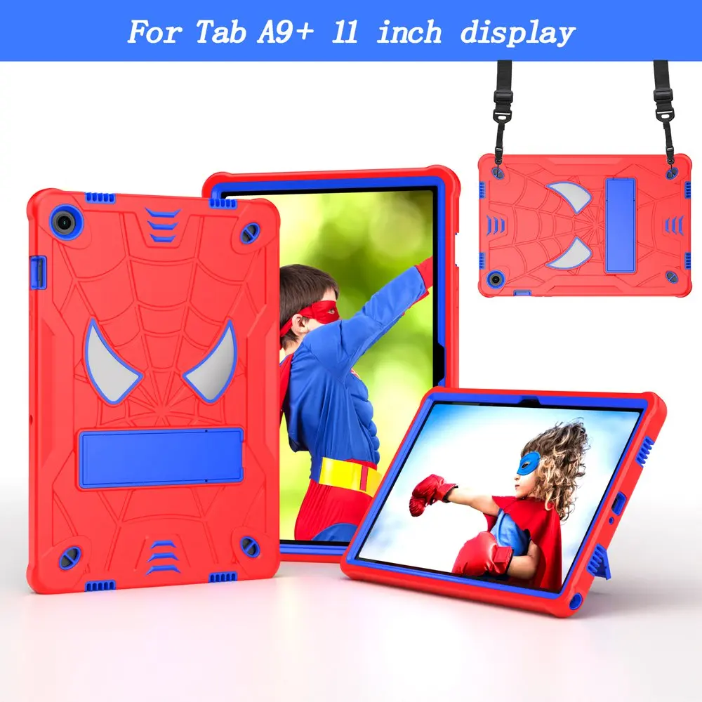 

For Samsung Galaxy Tab A9+ 11 inch Case SM-X210 SM-X215 Tablet cover Silicone +PC case for Tab A9+ 5G SM-X216B + shoulder strap