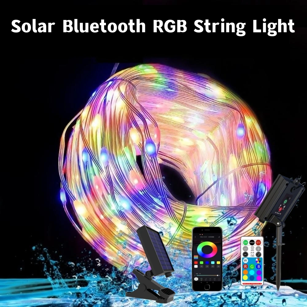 10M 20M Smart Dreamcolor RGBIC Led Fairy String Light Solar Bluetooth Waterproof Garland Christmas String Lamp RGB Outdoor Decor