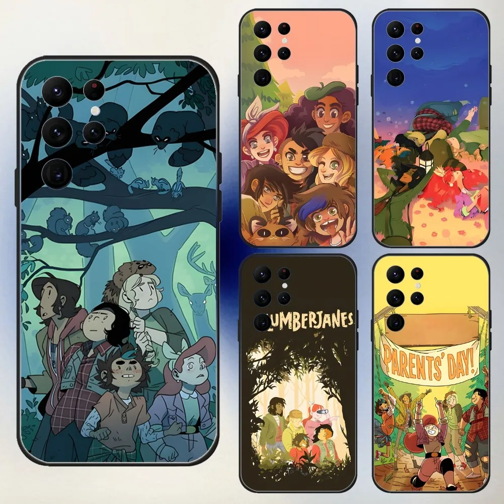 

L-Lumberjanes Phone Case For Samsung S24,23,22,30,21,10,9,Ultra,Plus,Lite,FE,5G Black Soft Case