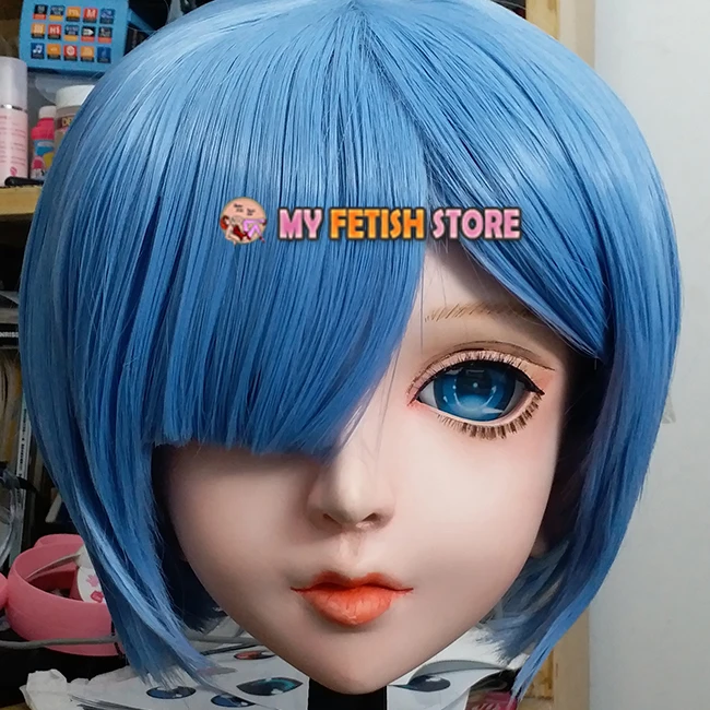 (KM104) Handmade Female Resin Crossdress Pretty Girl Full Head Lolita BJD Doll Mask Cosplay Kigurumi Mask Crossdresse