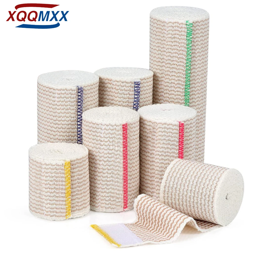 

1Roll Premium Elastic Bandage Wrap, Cotton Latex Free Compression Bandage Wrap with Self-Closure, Support & First Aid for Sports